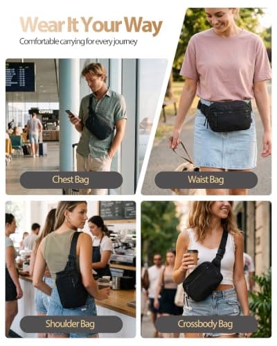 Fmeida 2.4L Fanny Pack, Crossbody Bum Bag for Men Women, Travel Waist Belt — view 6