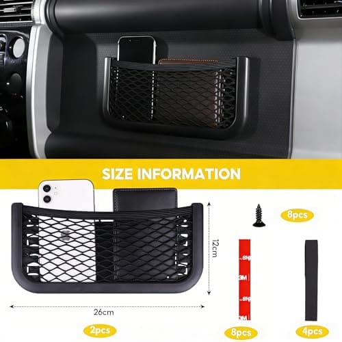 2 Pack Storage Nets for Campervans, 26x12cm Elastic Mesh Car Organizer with Plastic Frame, Universal Vehicle Storage Net for Motorhome Truck Boat SUV, Securely Hold Phone Water Bottle Toiletries — view 2