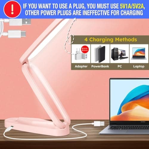 Overcomo Small LED Rechargeable Portable Foldable Cordless Desk Table Lamp — view 2