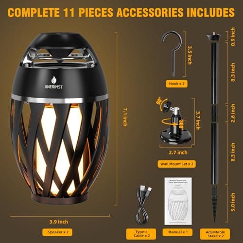 Upgraded Multi-Sync Bluetooth Speakers with Light, Outdoor Speakers Waterproof Auto-Pairing, Unique Gifts for Men, Bluetooth 5.4, 24H Playtime, Loud HD Sound, Cool Gadgets for Home/Patio/Beaches — view 6