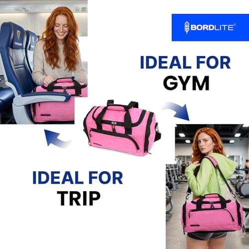 Ryanair Cabin Bag 40x25x20 Underseat Holdall – Lightweight Airline Approved Travel Duffel with Shoulder Strap for Ryanair, EasyJet, Jet2, Wizz Air & British Airways (20L) - Pink — view 6