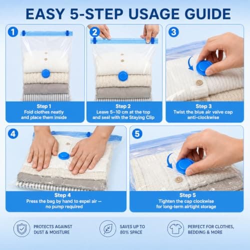 Yuaerbuo 15 PCS Clothes Vacuum Storage Bags, 30×50cm Vacuum Pack Bag Travel — view 5