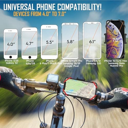 TruActive Premium Bike Phone Mount Holder | Universal Cell Phone Mount for 4"-7" Phones | Includes 6 Reusable Color Bands | Tool Free Handlebar Mount for Bicycle, Motorcycle, Electric Scooter, ATV — view 3