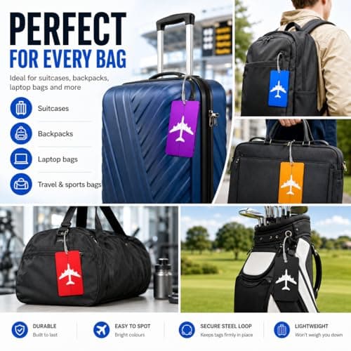 5 Pack Luggage Tags,Suitcase Tags with Steel Wire Loop & Waterproof ID Card — view 2