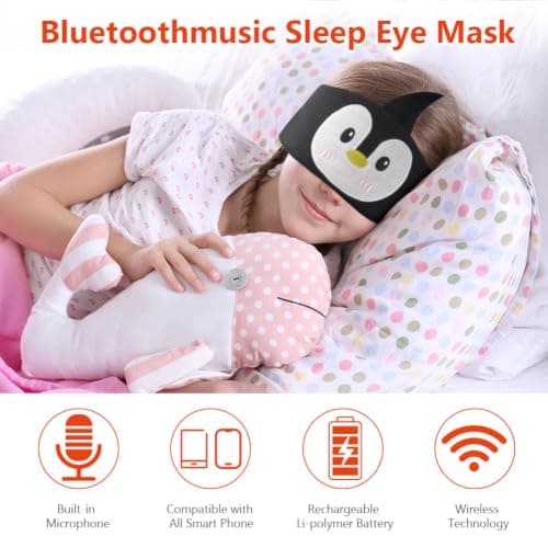 OFFCUP Sleep Headphones, Headband Headphones, Soft Bluetooth Headset Hi-Fi Stereo Super Bass Music Headphones for Men Women Office Nap Travel Yoga Workout Meditation（Black and white penguin） — view 3