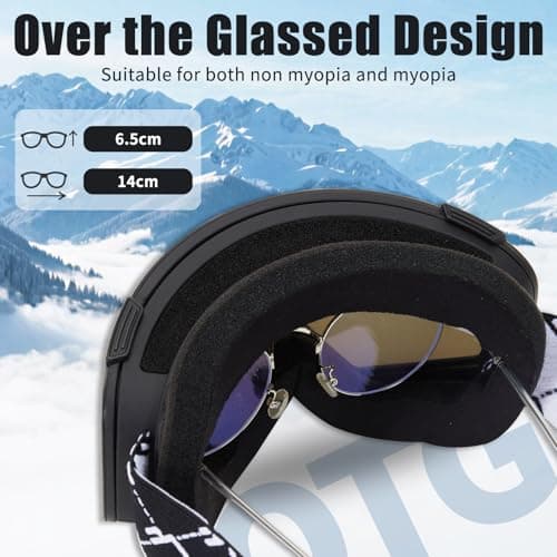VCOROS Ski Goggles OTG,YH693C Snow Goggles Adjustable for Men Women Anti-Fog Anti-Glare UV400 Protection Helmet Compatible for Skiing Cycling Snowboarding (07-REVO Gold/Black) — view 4