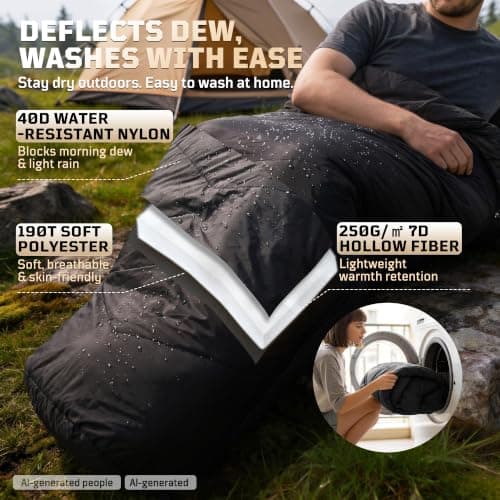 Mummy Sleeping Bag for Adults, 2-3 Season, 6°C Comfort, up to 185cm — view 5
