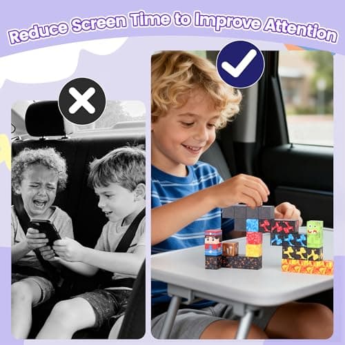 SYSKENI Magnetic Blocks Travel Set 35 Pcs Mini Magnetic Blocks Travel Toys for 3-5 Years Old Kids 4-8 Years Old Portable Magnetic Cube STEM Learning Toy with Portable Iron Storage Box Christmas — view 2