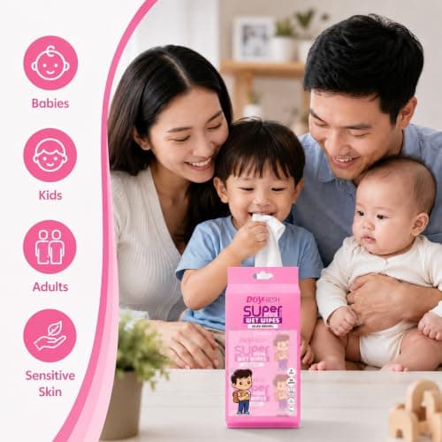 Big Dealz Super Mini Travel Wet Wipes, Sensitive, 8 Pack (64 Wipes), Pink — view 3