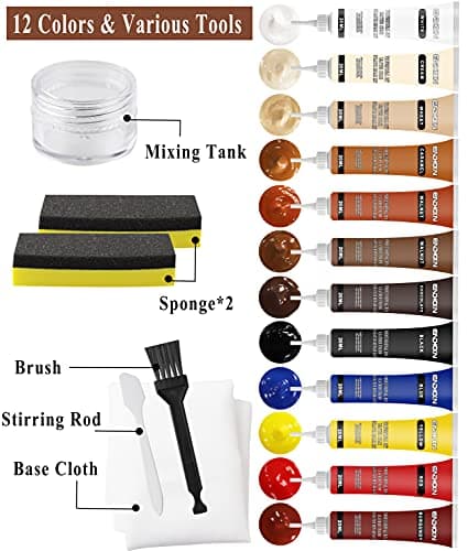 Leather, Vinyl Recoloring Repair Kit 12 Colors, Cracks, Damage Repair Agent — view 2