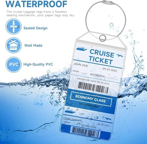 4 Pcs Cruise Luggage Tag Holders, Waterproof Cruise Luggage Tags with Seal and Steel Loops, Transparent and Durable, for Ships Baggage Labels for Travel Luggage Baggage Bags(19 * 6.4cm) — view 6