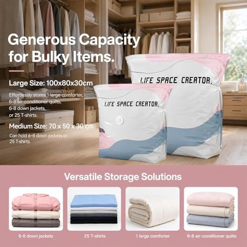 No-Pump 3D Vacuum Storage Bags,3-Sec Fast Compression, 4 PCS Roll-Up Compression, Vacuum Storage Bag, Reusable Vacuum Pack Bags for Clothes Duvet Travel and Home (2 Large Sizes) — view 6