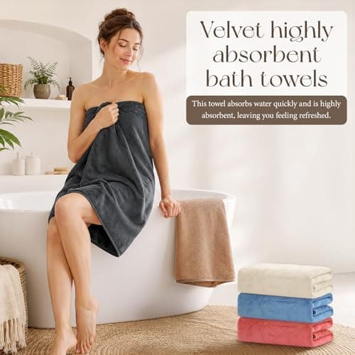 DHNDO 6 Pack Large Bath Towels for Bathroom, 140 x 70 cm Soft Absorbent Shower Towels Bulk Microfibre Quick Dry Towel for Daily Use Spa Gym Beach Pool Hotel (Multicolour) — view 3
