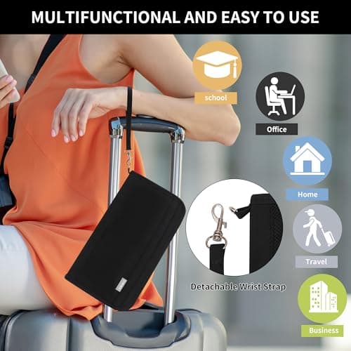 RFID Blocking Passport Holder Family Travel Holiday Wallet Accessories Document Organiser for Tickets Cash Passport ID Card Credit Cards Pen Waterproof Cover Travel Essentials Case for Women Men — view 3