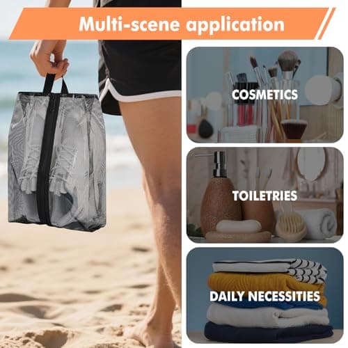jwtyu 1 Piece Shoe Bags for Travel Black Shoe Bag Waterproof TPU Mesh Shoe Travel Bag with Zipper for Travelling or Home Storage — view 6