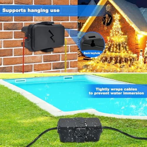 Hrensaw Small Weatherproof Electrical Connection Box(Inner 5.5 x 3 x 2.2inch),Outdoor Electrical Box,Waterproof Extension Cord Covers for Plug, Extension Cables, Holiday Lights,Black — view 5