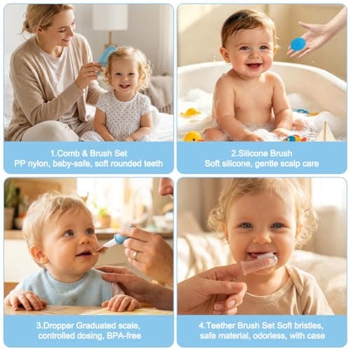 AYBUY Baby Healthcare and Grooming Kit, 11PCS Safety Baby Care Kit with Hair Brush Comb Nail Clipper, Hair Brush and Comb Set for Newborns & Toddlers — view 5
