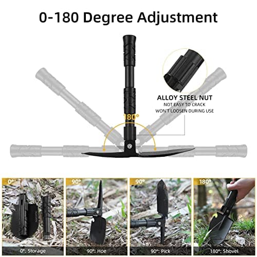 NACATIN 9-in-1 Folding Shovel Multi-Tool for Car, Camping & Garden — view 2