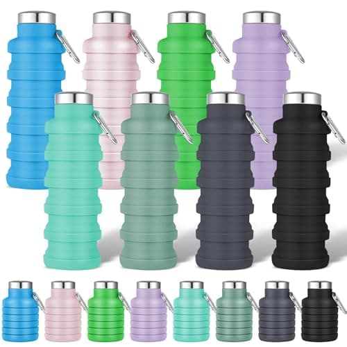 8 Pack Collapsible Water Bottles for Kids, Silicone Sport Travel Bottle