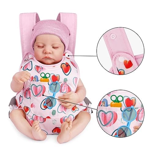 Aolso Baby Doll Carrier, Soft Cotton, Front and Back Carrying with Adjustable Straps for Baby, 14" to 18" Dolls Carrier Seat for Baby Born, Doll Accessories for Kids (Pink) — view 4