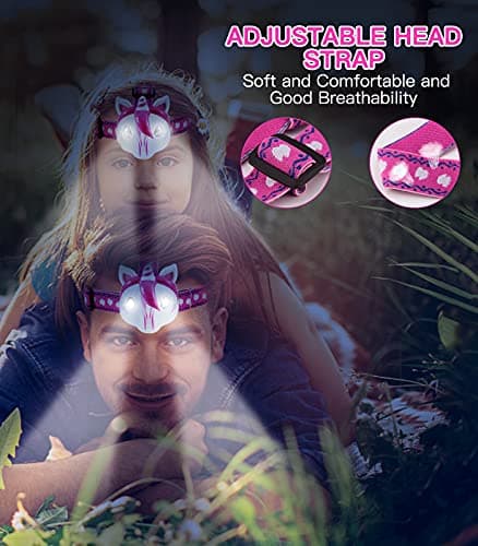 Aubllo Toys LED Headlamp-Headlamp for Kids Unicorn Toy Head Lamp Flashlight 3 Adjustable Lighting Mode with Elastic Headbands for Boys, Girls, or Adults for Camping, Hiking, Reading, and Parties — view 4
