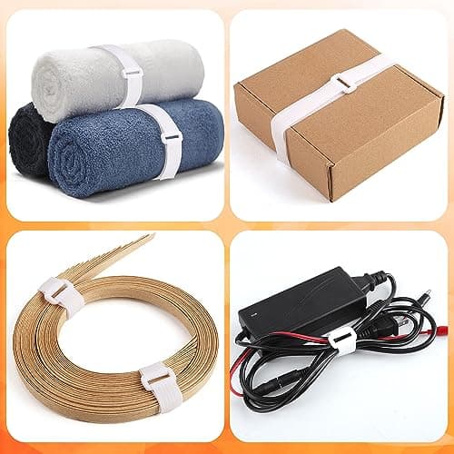 WSZJINB 5m x 2cm Adjustable Cable Straps with 25 Buckles, Free Cut Length, White Reusable Fastening Cable Ties, Hook and Loop Securing Strap for Cable Tidy, Wire Management, Cord Organiser — view 6