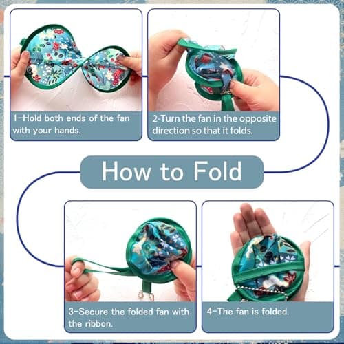Scettar 8 Pack Japanese Folding Hand Fan, Hand Held Fans Folding — view 3