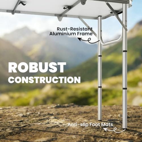 Outsunny 3ft Folding Camping Table with Mesh Storage Layer Cream White — view 6