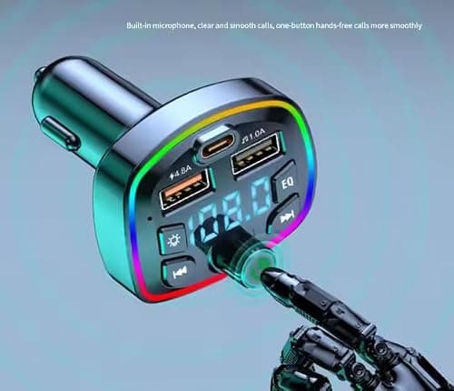Car Charger Fast Charging EQ Model, 200W 4 in 1 Port USB C Adapter, Big Output, PD Fast Charge compatible with iPhone Samsung iPad, Wireless, Cigarette Lighter Socket Plug, Colorful RGB LED Display — view 5