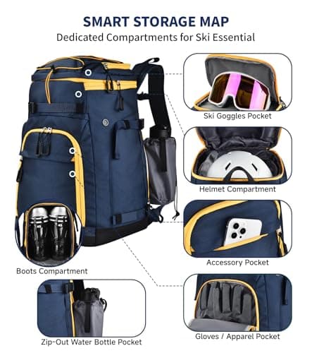 55L-70L Expandable Ski Boot Bag – Waterproof, Durable with Helmet Compartment – Ideal for Ski & Snowboard Gear – Men & Women — view 3