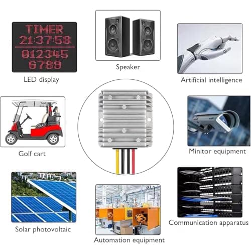 DC 36V/48V to 12V 10A Voltage Converter Regulator - Waterproof Step Down Buck Converter Power Supply Transformer Module for Golf Cart Club Car - 36V/48V to 12V 10A — view 6