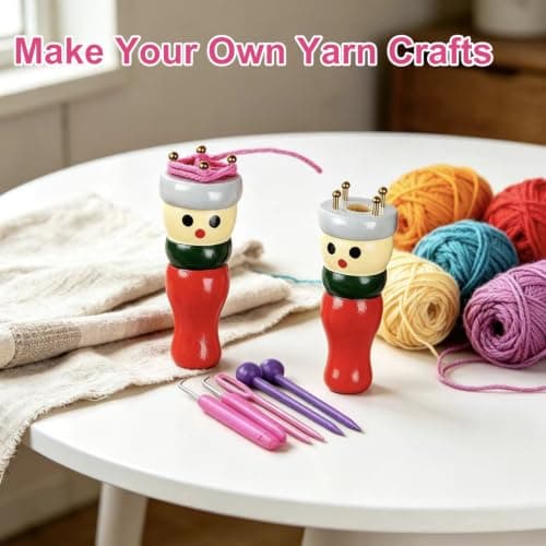 ACKKOR 2 Pack French Knitting Doll, Wooden Knitting Kit with Easy to Use French Knitter Kit to Make Scarves Hats Headbands and Socks and Adults Knitting Starter Kit (8.8 x 3.3 Cm) — view 4