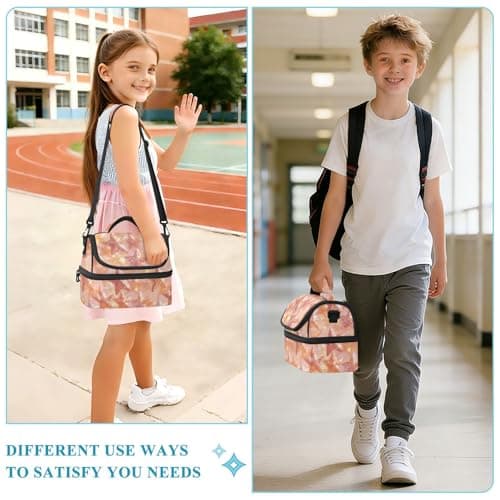 Caihoyu Double-layer Lunch Bag Rose Gold Glitter Stars Soft Cooler Cooling boxes? with Shoulder Strap for Beach, Camping, Road Trips — view 6