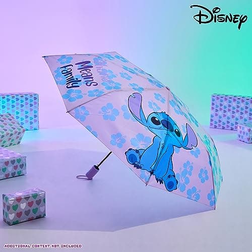 Disney Automatic Umbrella for Adults Teens Kids - Folding Telescopic Umbrella Lightweight Travel School Work - Stitch Gifts (Purple Stitch) — view 4