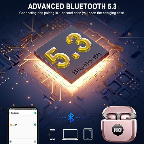 Wireless Earbuds, Bluetooth 5.4 Headphones in Ear with 4 ENC Noise Cancelling Mic, Bluetooth Earbuds 40H Playtime, HiFi Stereo Deep Bass Wireless Earphones IP7 Waterproof, USB-C Fast Charge, Pink Gold — view 4
