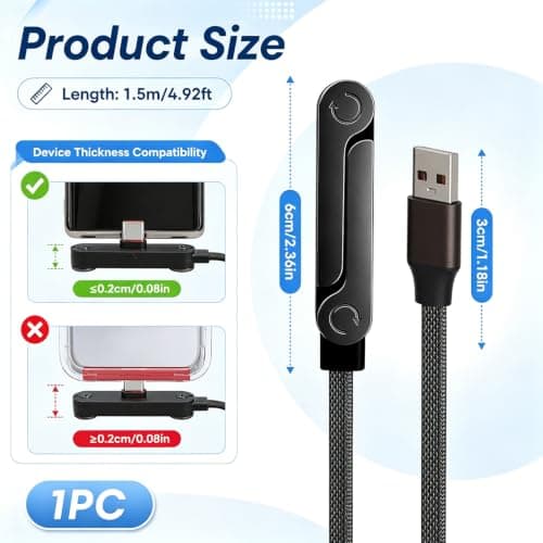 Voltrique 65W USB to Type C Flat Charger Cable with 360° Stand — view 6