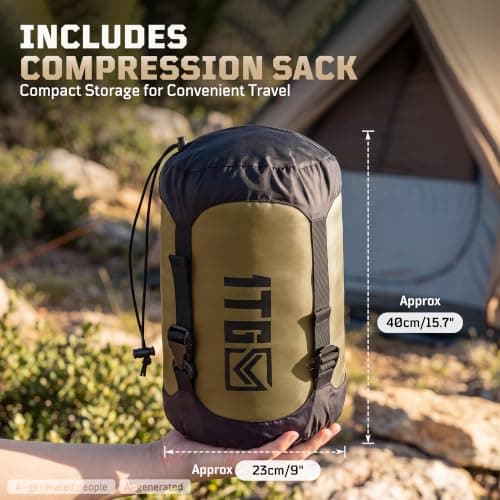 3–4 Season Sleeping Bag for Adults (Comfort 0°C-5°C) – Fits up to 185cm (6'1") Lightweight, Water-Resistant Mummy Sleeping Bag with Hood, Compact Compression Sack for Camping & Hiking — view 6