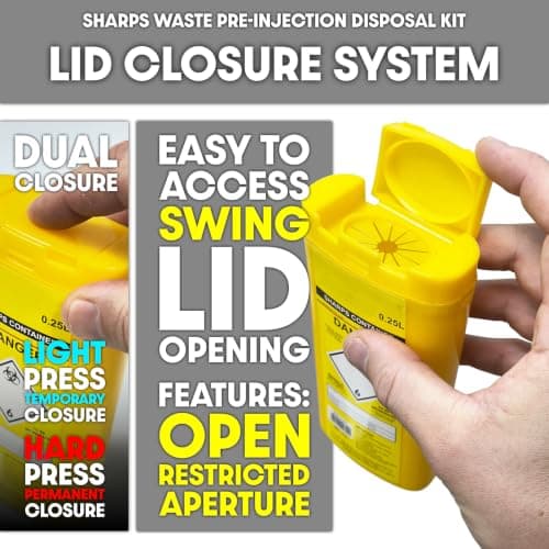 3x 0.25L Sharps Waste Bin Container Pre-Injection Disposal Kit +100pc Wipes — view 4