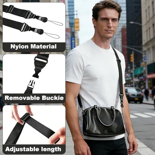 Adjustable Shoulder Strap, Comfortable Quick Release Neck Strap Lanyard for iPad, Tablet Case Camera Binocular Crossbody Laptop Luggage Bag, Black, Medium — view 3