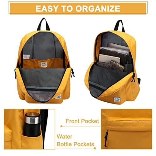 VASCHY Teenager School Backpack, Waterproof 20L for Institute/University, Laptop 15.6", Lightweight and Comfortable Unisex, Yellow Honey, One Size, Practice — view 3