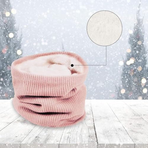 Winter Neck Warmer Fleece Lined Knitted Snood Gifts for Men Women 2 Pack — view 5