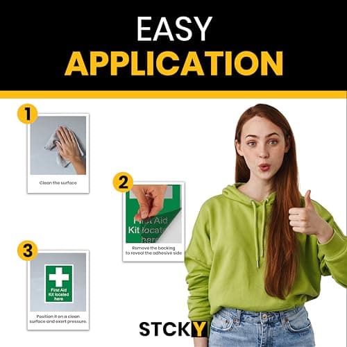 stick4safety First Aid Kit Signs, Vinyl, 15 x 20 cm, Pack of 3 — view 4