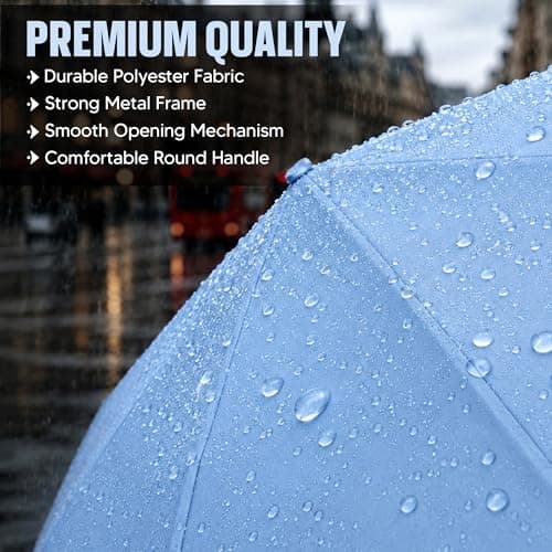 BMLIMITED BML Blue Mini Folding Umbrella Windproof Travel Umbrella for Women Lightweight Portable Compact Rain Umbrella with UV Sun Protection — view 3