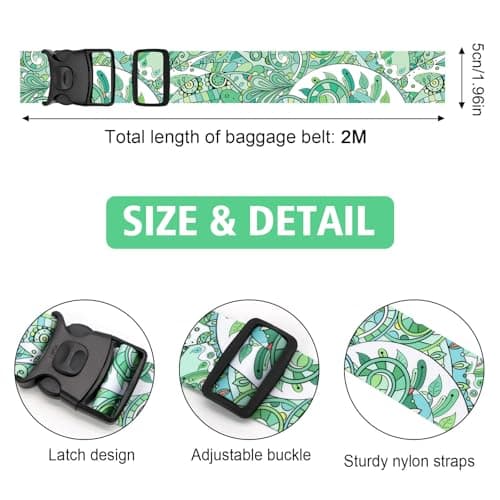 MOTONG 2 PCS Luggage Strap,200 CM Adjustable Suitcase Straps Personalised Luggage Straps Suitcases Heavy Duty Suitcase Belts Thickened Luggage Belt with Quick Release Buckle Green — view 6