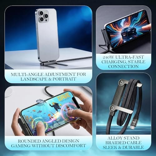 240W USB-C Fast Charge 5FT Flat Bendable Charging Cord — view 3