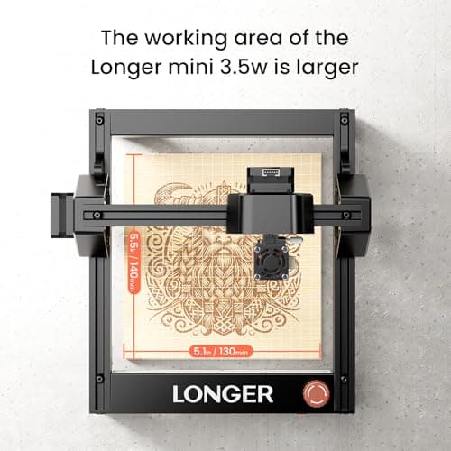 LONGER RAY5 mini Laser Engraver, 3.5W Desktop Laser Engraving Machine with WiFi Control and Emergency Stop, CNC Laser Cutter for Wood, Acrylic, Leather and anodized aluminum, 140 x 130 mm Working Area — view 4