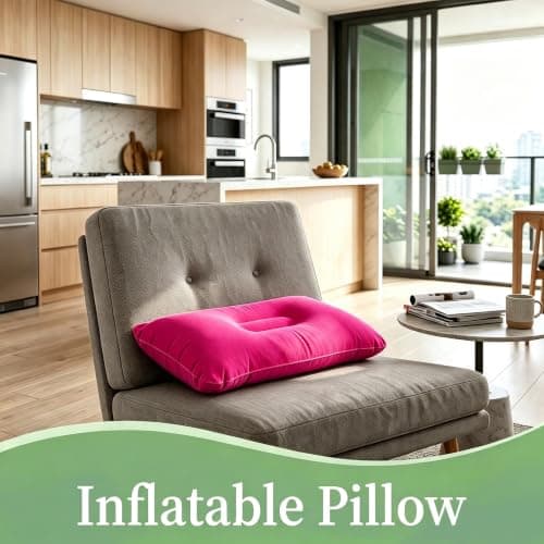 TAOYINGSHOP 2 Pcs Inflatable Camping Pillow – Compact Travel Pillow Blow Up for Adults & Kids, Neck Support for Flight, Beach, Hiking, Outdoor Sunbathing Holiday Adventures (30×20×7cm) — view 4