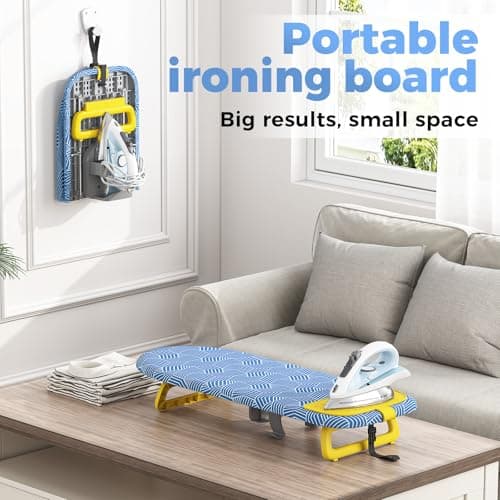 KINGRACK Small Tabletop Ironing Board with Iron Holder,30×81cm,Blue — view 4