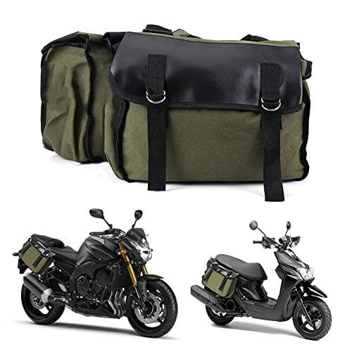Olive Green Motorcycle Saddle Bag Travel Tool Storage Canvas Pouch Box Motorcycle Universal — view 6
