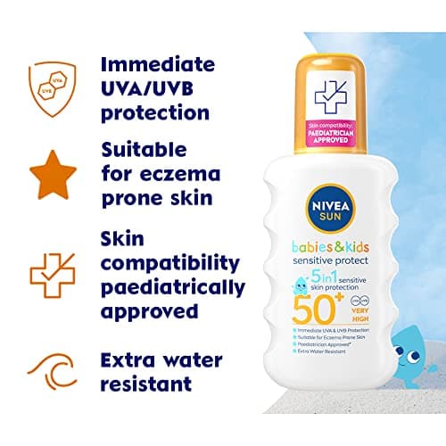 NIVEA SUN Kids Protect & Sensitive Spray (200ml) Sunscreen Spray with SPF 50+, Kids Suncream for Sensitive Skin, Immediately Protects Against Sun Exposure — view 2